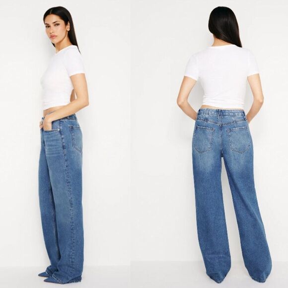 Good American Good 90s Relaxed Jeans Blue541 - Picture 1 of 9
